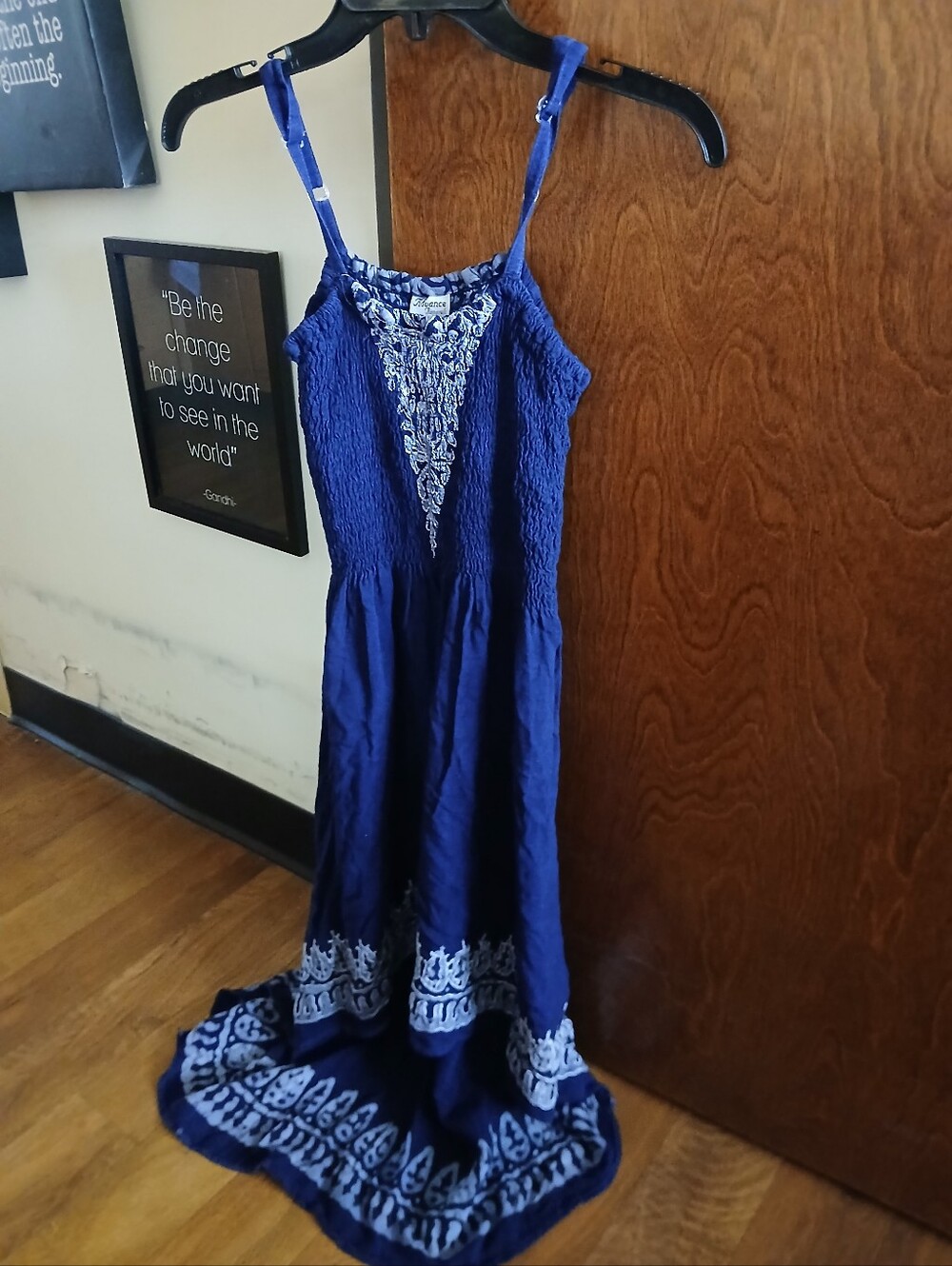ADVANCE APPARELS navy & grey batik hi/lo dress